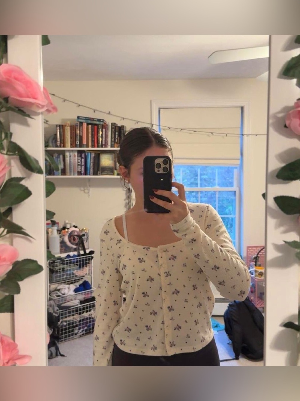 Z Supply Floral Cream Waffle Button Down